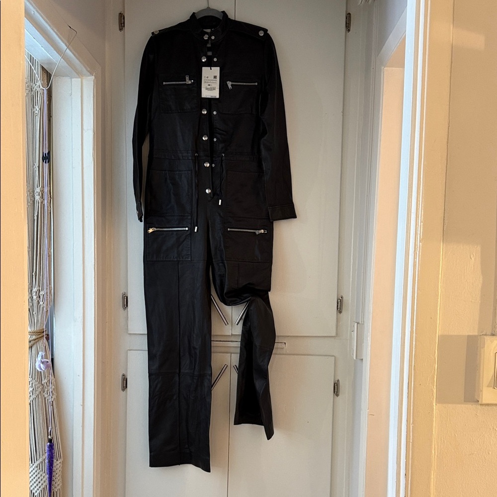 ZARA Women’s Black Jumpsuit with Silver Accents